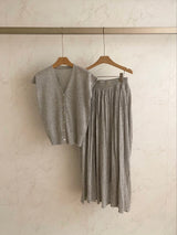 Summer Cardigan Pleat Set