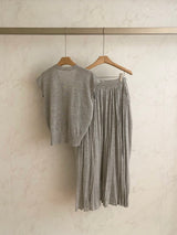 Summer Cardigan Pleat Set