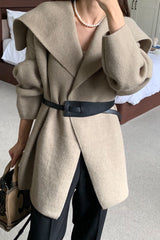 Wide Shawl Collar Knit Coat (separate belt included)