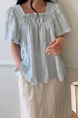 Smocked Square Neck Blouse