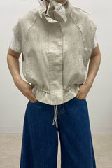 Linen Zip Vest Jacket