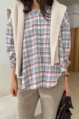 Real Check Shirt in Pink, brushed plaid button-down shirt