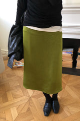 Blanc Midi Skirt in Olive, women's lined midi skirt