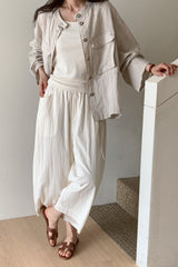 Pocket Linen Shirring Jacket