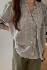 Check Ruffle Blouse