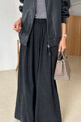 Pintuck Wide Trouser in black, women's pintuck wide leg trousers