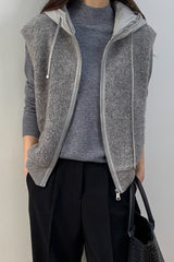 Boucle Hood Zip-Up Vest