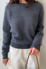 Wool Cashmere Sweater in Charcoal, women's wool cashmere sweater