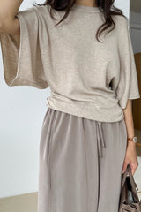 Shirring Wide Knit Tee
