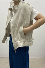 Linen Zip Vest Jacket