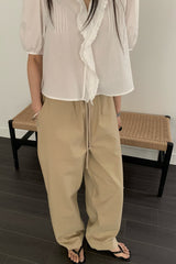 Curved-Seam Cotton Slacks