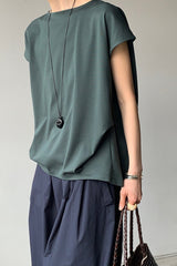 Back Pleat French Sleeve Tee