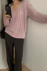 Airy V-Neck Knit Top