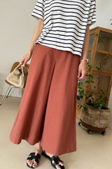 Back Zip Banding Wide Leg Pants