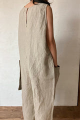 Pure Linen Sleeveless Jumpsuit