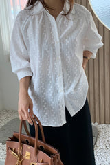 Airy Eyelet Puff Blouse
