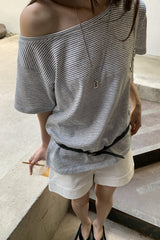 Stripe Off-Shoulder Tee