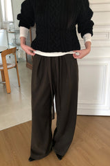 Soft Tie-Waist Wide Slacks