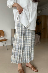 Check Pleat Banded Skirt
