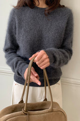 Wool Cashmere Sweater in Charcoal, women's wool cashmere sweater