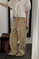 Curved-Seam Cotton Slacks