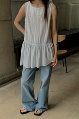 Crinkle Peplum Sleeveless Blouse