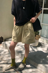 Curved Pocket Cotton Shorts