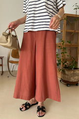 Back Zip Banding Wide Leg Pants