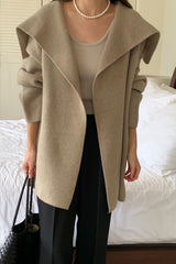 Wide Shawl Collar Knit Coat (separate belt included)