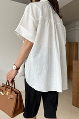 Back Shirring Linen Shirt