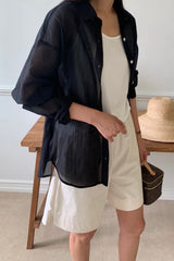 Crinkled Sheer Blouse