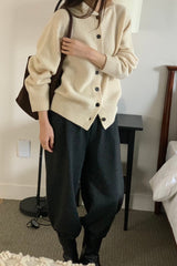 Superfine Wool Button Cardigan