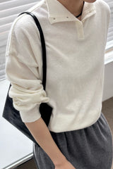 Way Turtleneck Knit in Ivory, two-way wool mock neck sweater