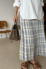 Check Pleat Banded Skirt