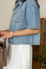 Crop Denim Shacket