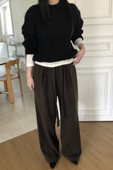 Soft Tie-Waist Wide Slacks