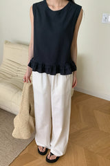 Double Ruffle Sleeveless Blouse