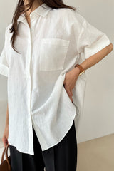 Back Shirring Linen Shirt