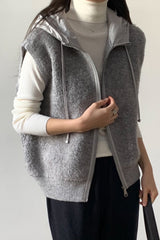 Boucle Hood Zip-Up Vest