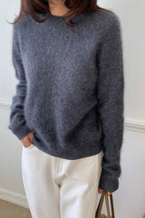 Wool Cashmere Sweater in Charcoal, women's wool cashmere sweater