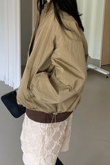 Reversible Stand Collar Jacket in Beige, women's reversible stand collar jacket
