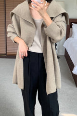 Wide Shawl Collar Knit Coat (separate belt included)