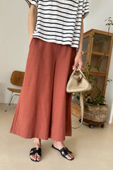 Back Zip Banding Wide Leg Pants