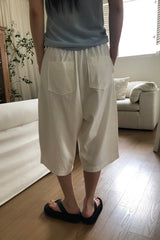 Wide Leg Cotton Half Pant