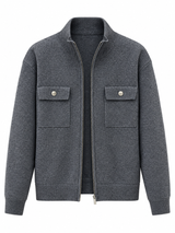 Lucca Half Neck Zip Up in charcoal, women's half neck knit zip up jacket