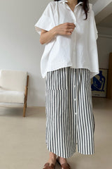 Stripe Pocket Button Skirt