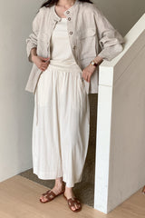 Pocket Linen Shirring Jacket