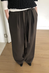 Soft Tie-Waist Wide Slacks