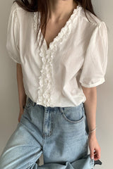 Puff Sleeve Frill Blouse