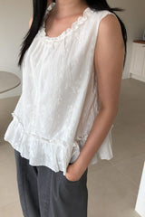 Ruffle Trim Embroidered Blouse
